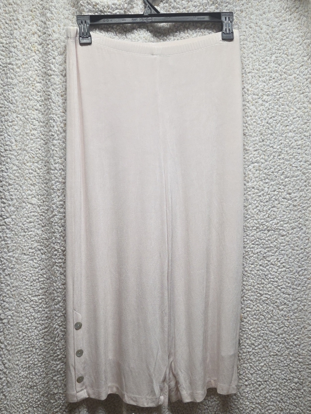 Chico's Travelers Champagne Wide-Leg Pull-On Pants with Side Buttons